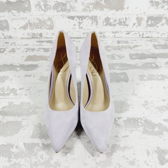 New Sam Edelman Antonia Light Violet Suede Pointed Toe Spool Heel Pumps W534 - Picture 3 of 14